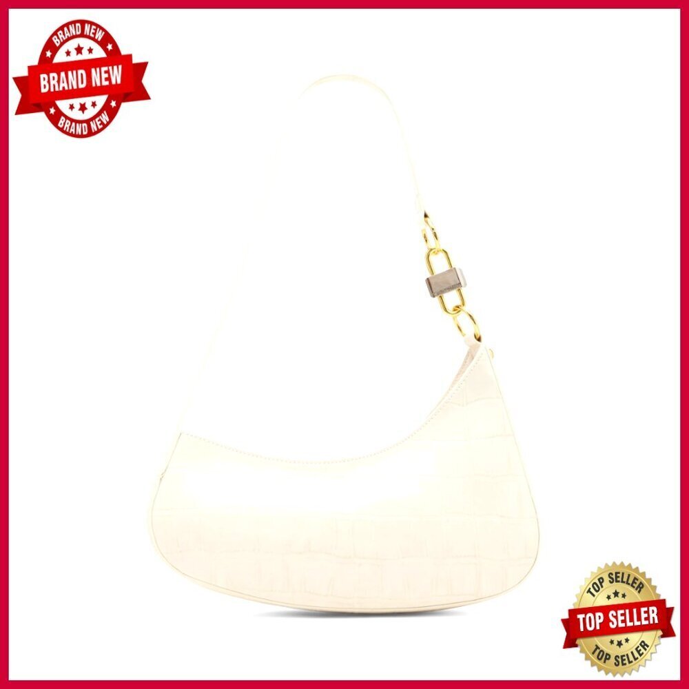 Faux Leather Asymmetrical Shoulder Bag with Drop Handle and Zipper Closure